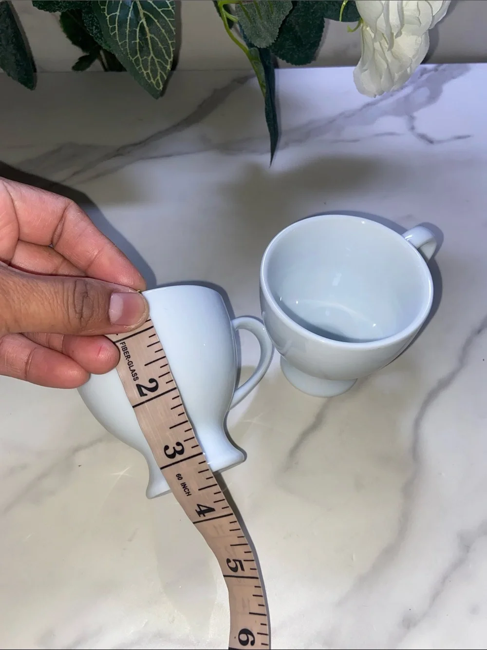Vintage Set Of 2 Crate & Barrel White Espresso Demitasse Cup Mug 4 oz 3” Tall